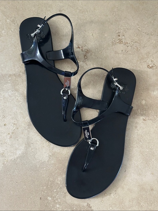 Coach Shoes - Coach Black T-Strap Jelly Sandals • Size 8 • EUC